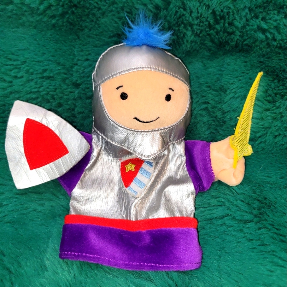 Vintage 2005 Manhattan Toy Knight Hand Puppet Silver Purple Fairy Tale Play